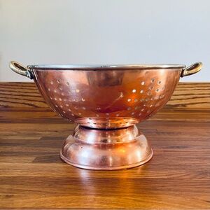 Vintage Genuine Copper Colander Strainer Kitchenware Home Decor Bowl